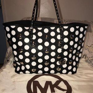 Michael Kors B&W Polka Dot BIG TOTE OR TRAVEL BAG
